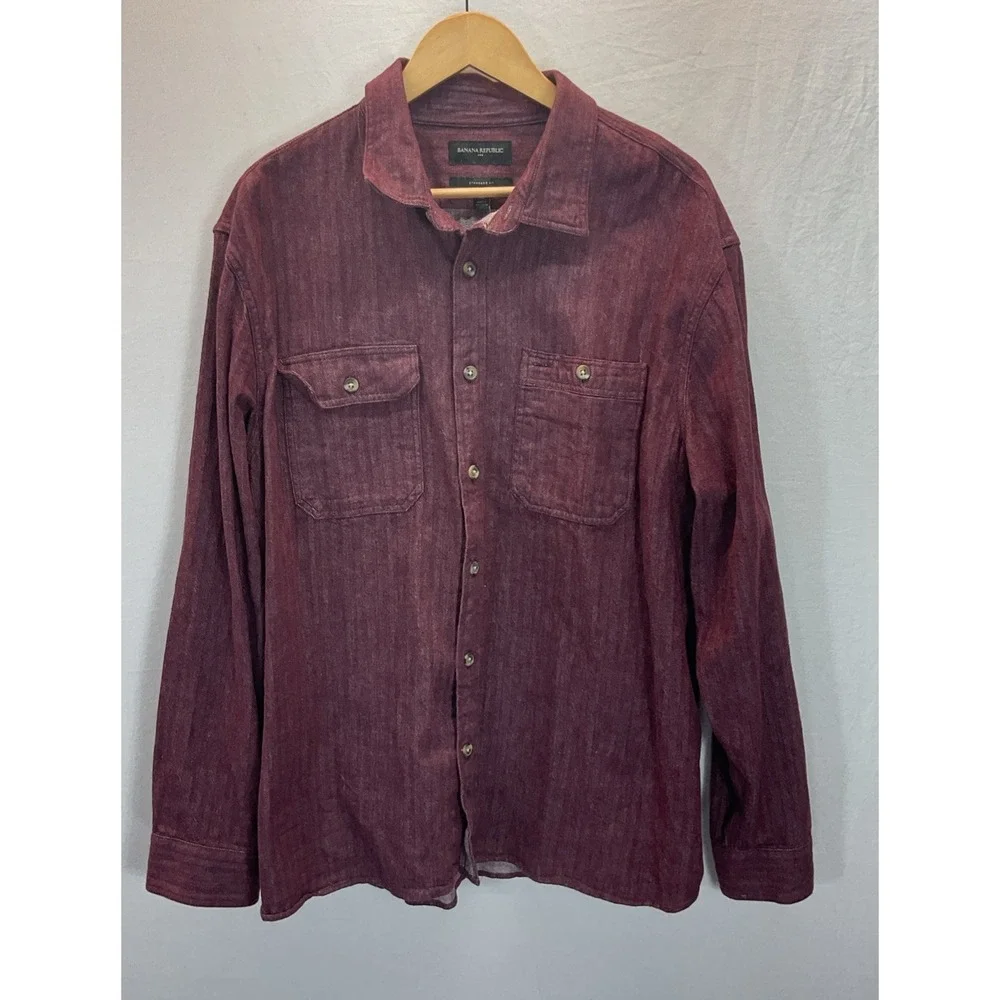 New Banana‎ Republic Burgundy Twill Work Pocket Size XL Shacket Chore Thick